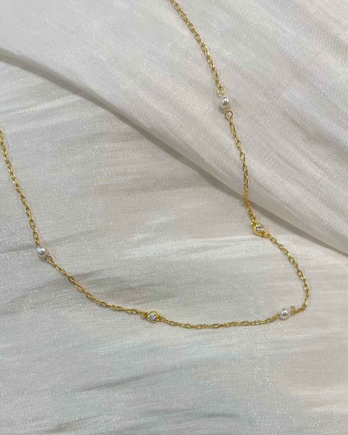 珍珠小鑽項鍊 細節圖