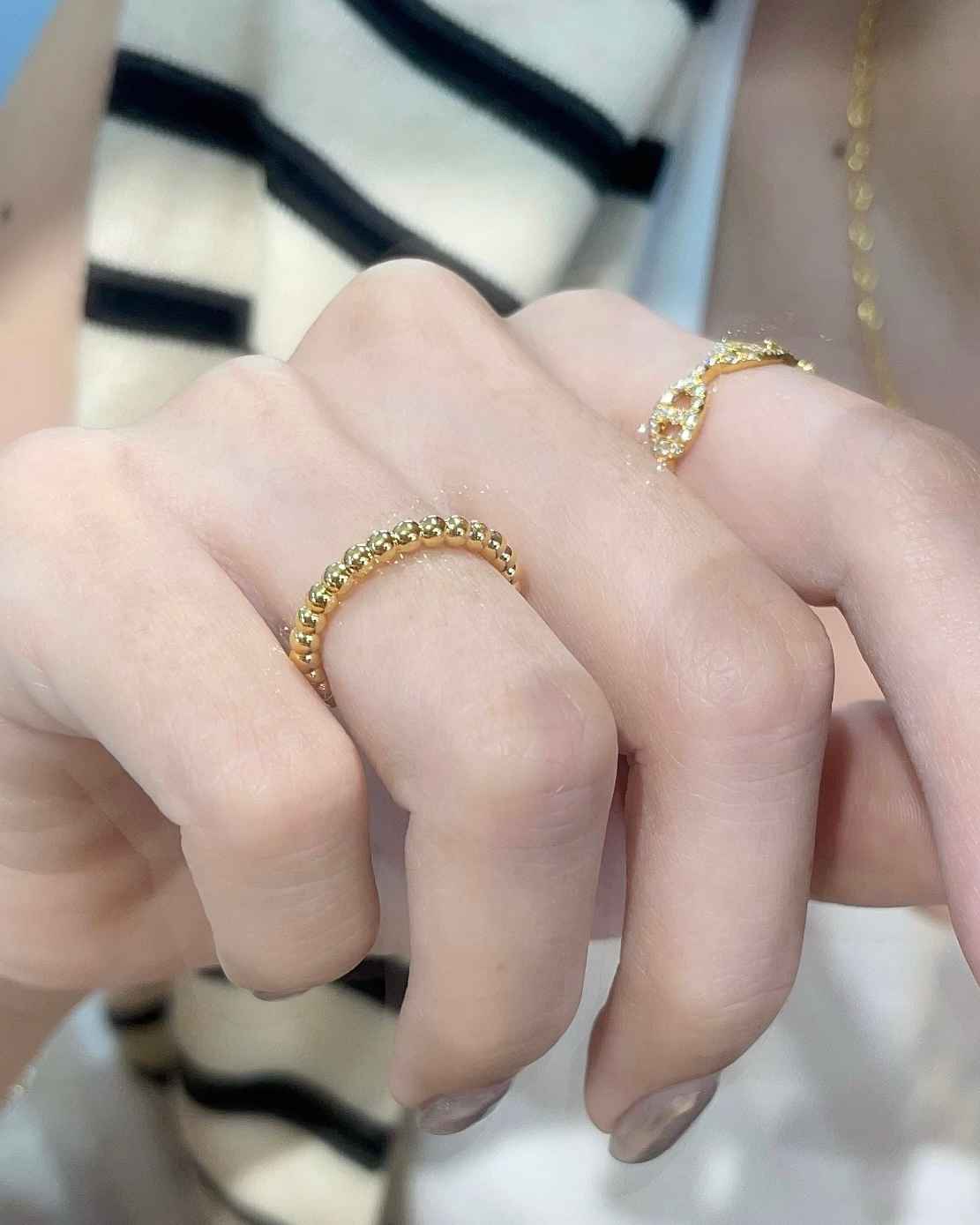 法式小金珠戒指(固定圍) 細節圖