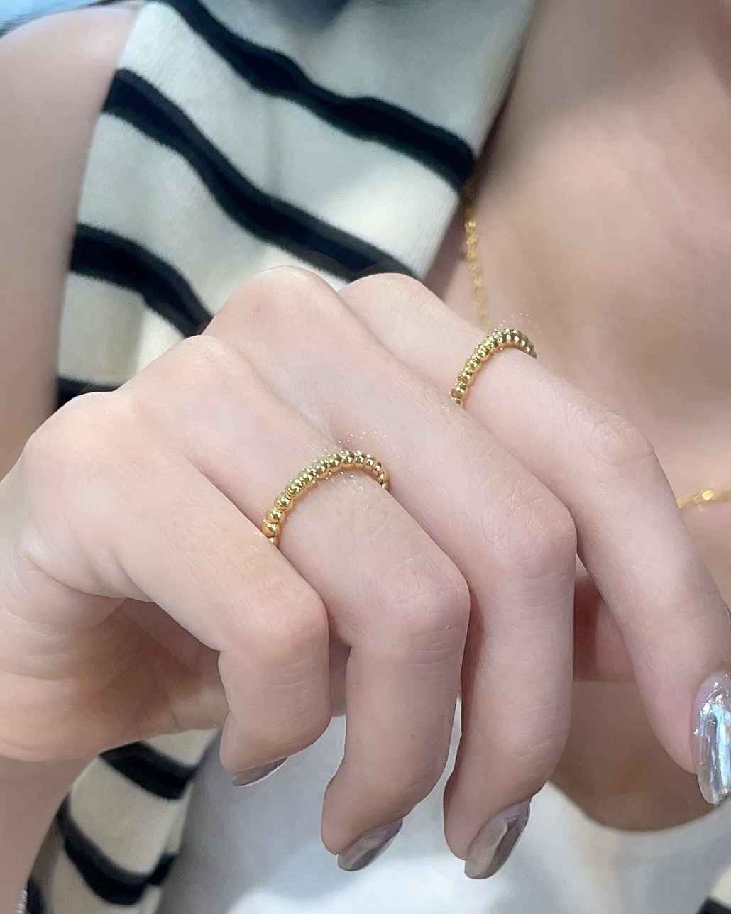 法式小金珠戒指(固定圍) 細節圖