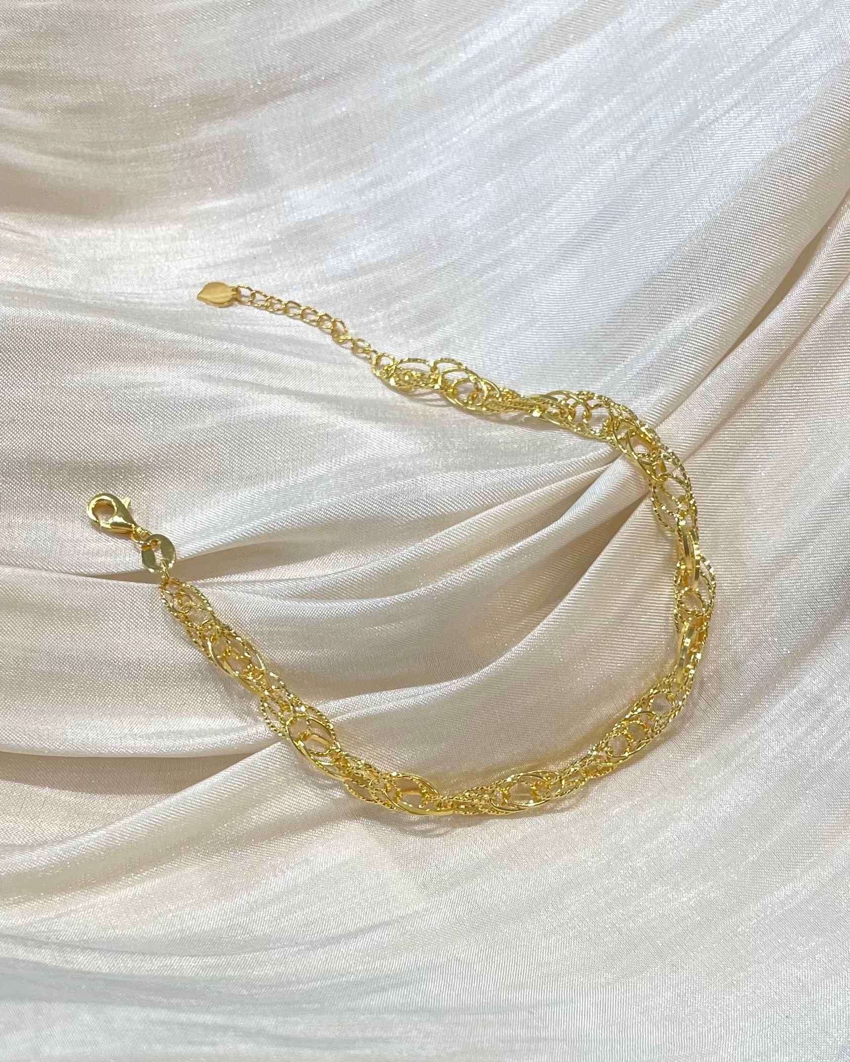 金編環環交織手鍊 細節圖