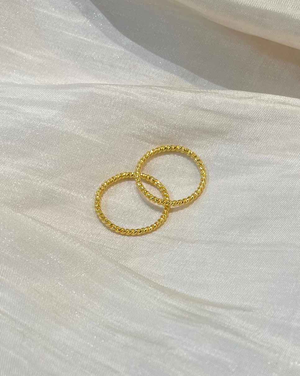 實心麻花線戒(固定圍) 細節圖
