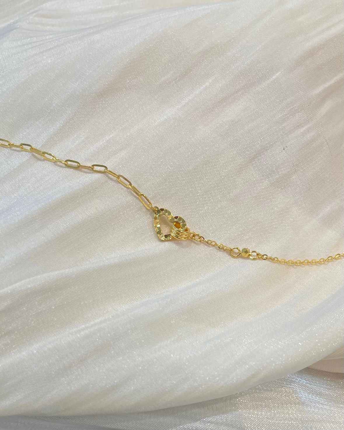 碎金愛心手鍊 細節圖