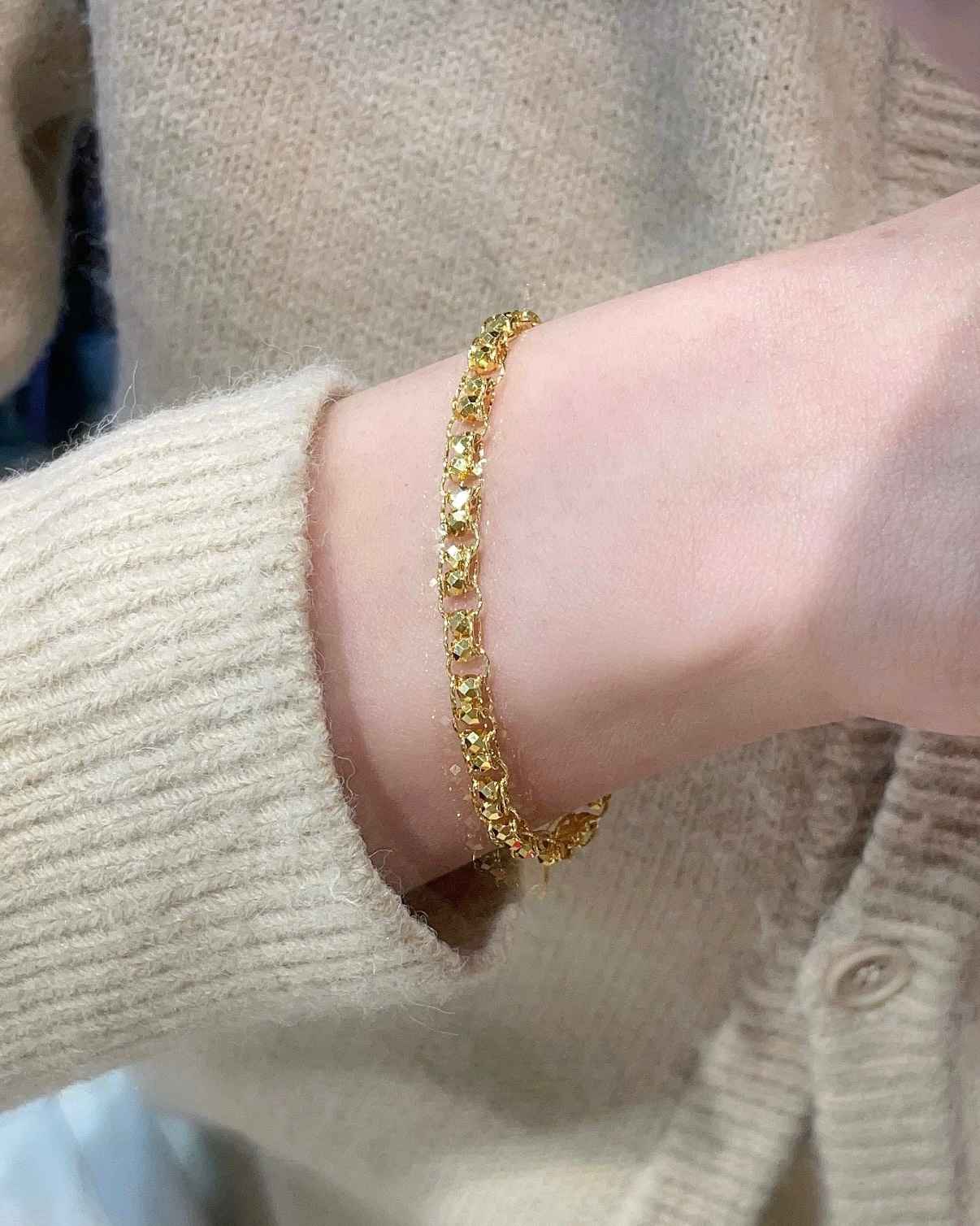 金絲切面粒粒手鍊 細節圖
