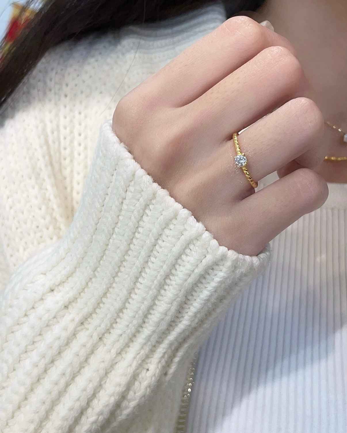 單鑽麻花戒(活動圍) 細節圖