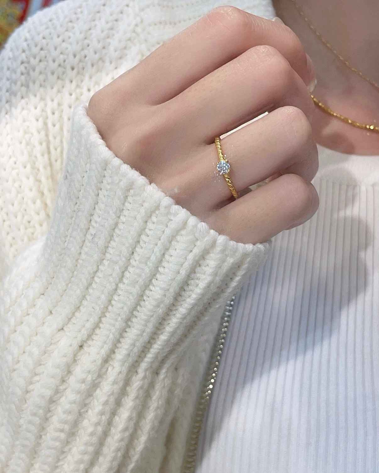 單鑽麻花戒(活動圍)