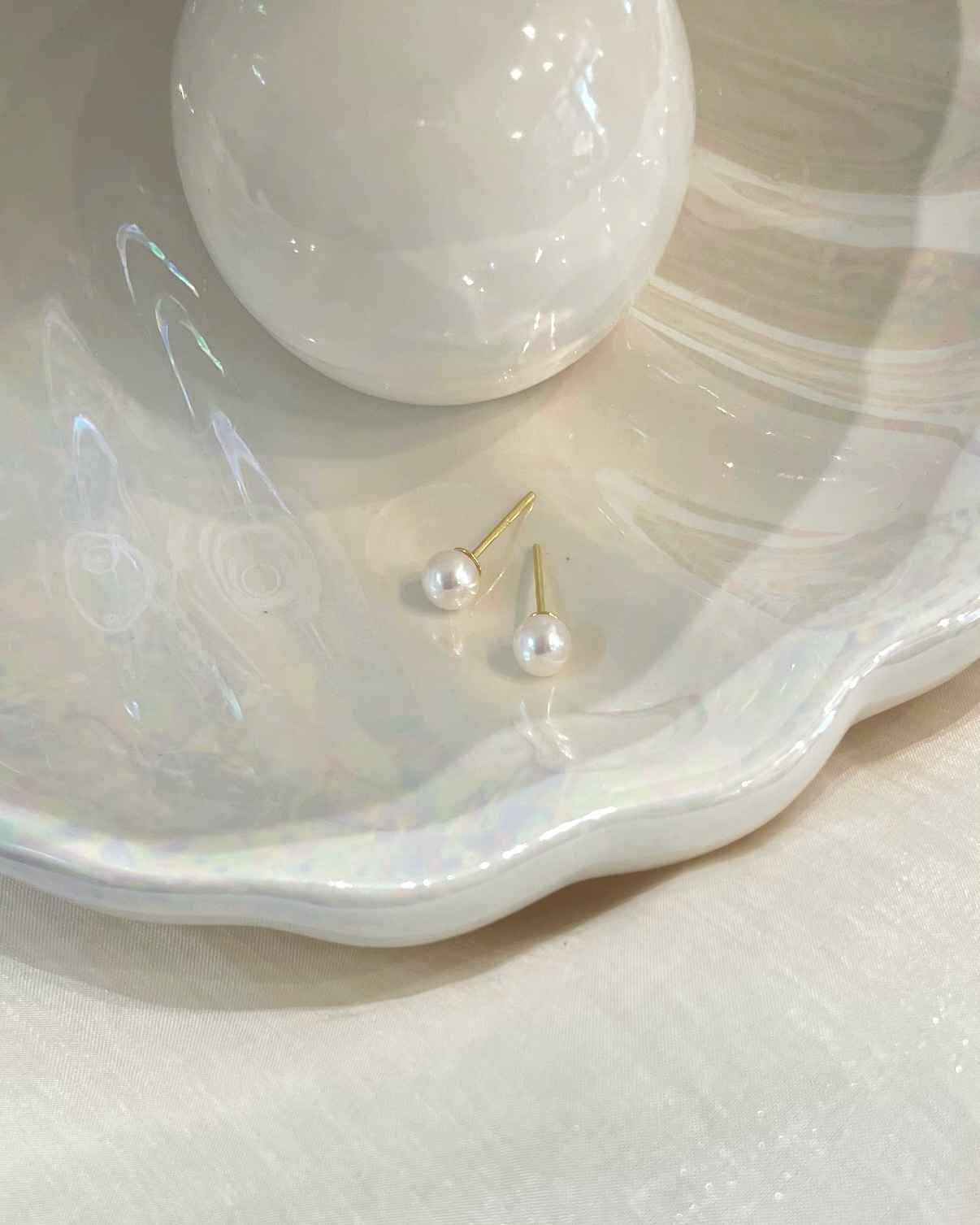 淡水珍珠黃金耳環